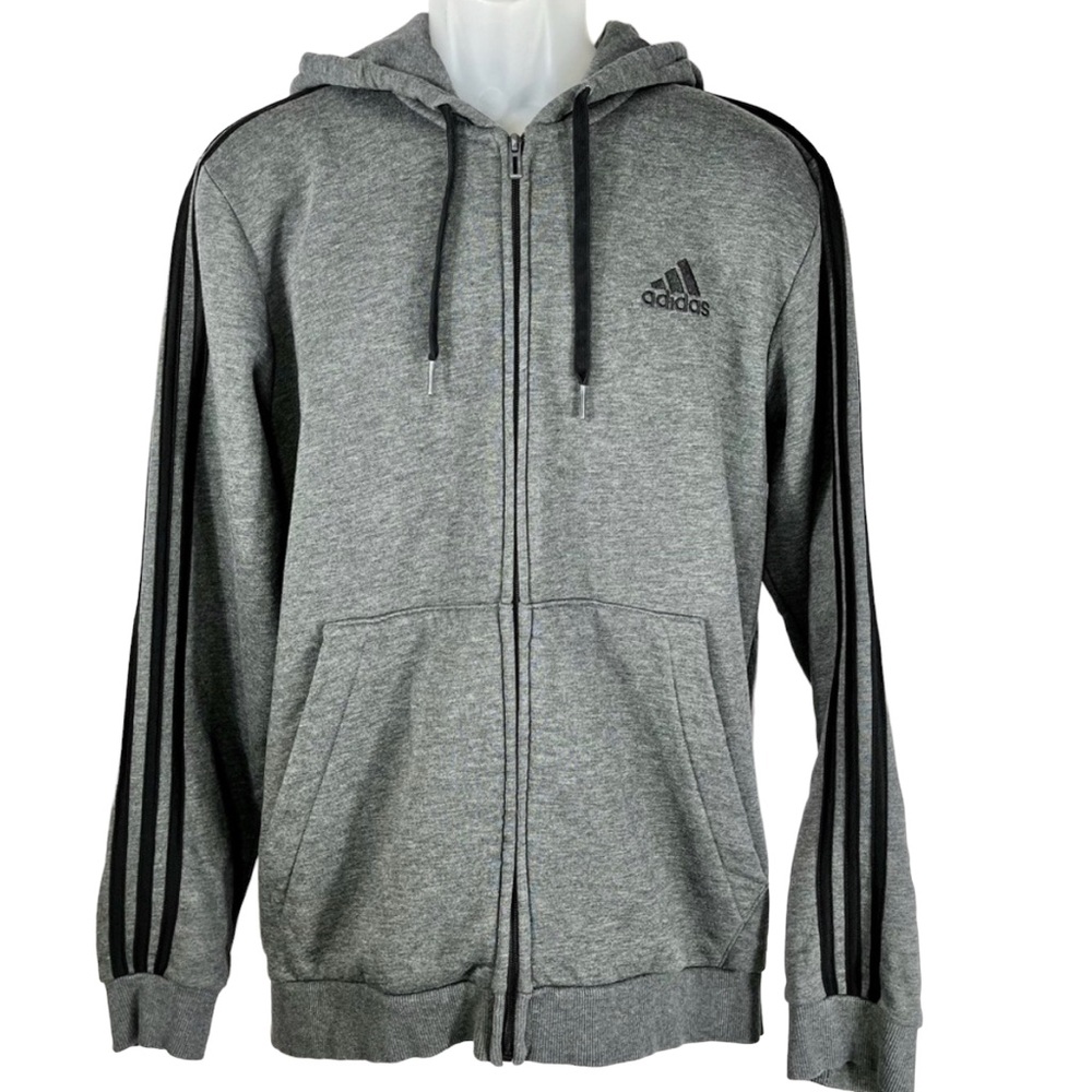 Adidas Gray & Black‎ Zip Hooded Jacket Men’s Large